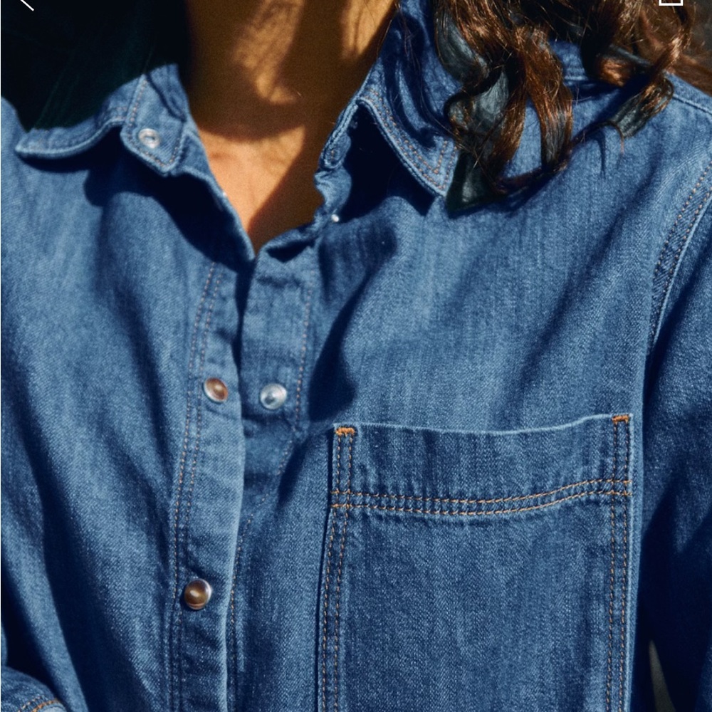 Sezane Blue Denim Midi Dress